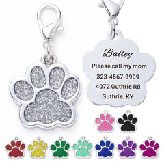 Custom Engraved Paw Print Pet ID Tag
