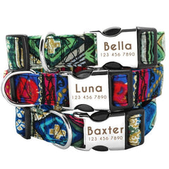 Personalized Nylon Pet Collar With Nameplate Tag - Small Medium Large Dogs