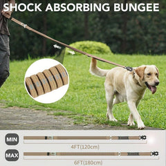 Reflective Bungee Dog Leash with 2 Mode Handles