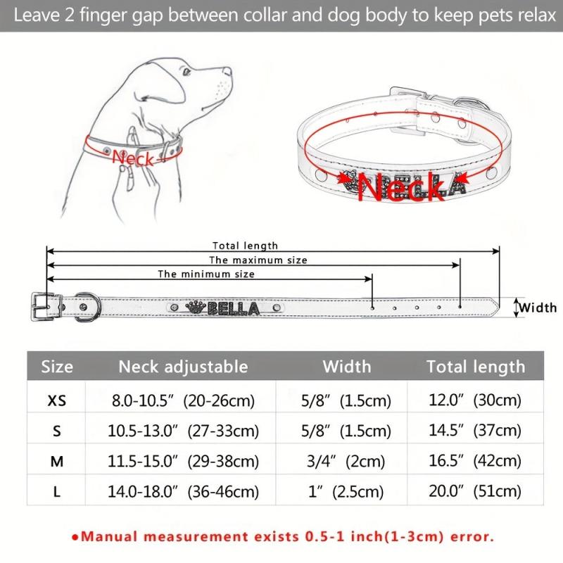 Personalized PU Leather Dog Collar with Rhinestone Heart, Star, ID Collars