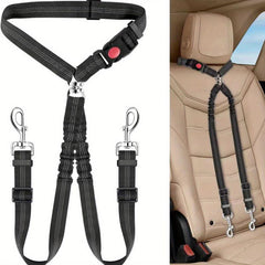 Dual Dog Seat Belt Headrest Restraint for Safe Travel
