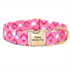 Personalized Dog Collar with Flower & Bee for Small & Large Dogs