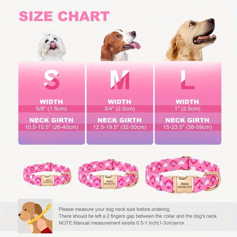 Personalized Dog Collar with Flower & Bee for Small & Large Dogs