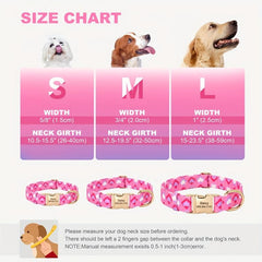 Personalized Dog Collar with Flower & Bee for Small & Large Dogs