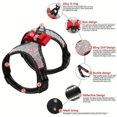 Reflective Rhinestone Dog Harness for Small and Medium Dogs