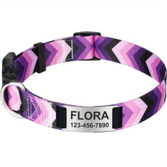 Custom Boho Floral Dog Collar w/ Slide On Name Plate