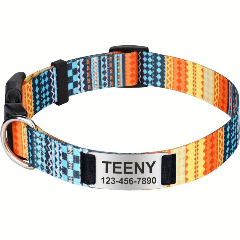 Custom Boho Floral Dog Collar w/ Slide On Name Plate