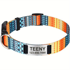 Custom Boho Floral Dog Collar w/ Slide On Name Plate