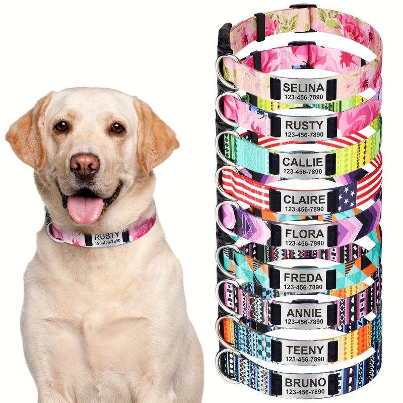 Custom Boho Floral Dog Collar w/ Slide On Name Plate