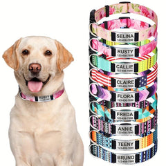 Custom Boho Floral Dog Collar w/ Slide On Name Plate