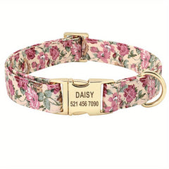 Custom Flower Printed Collar for Medium & Large Dogs
