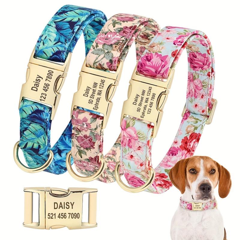 Custom Flower Printed Collar for Medium & Large Dogs
