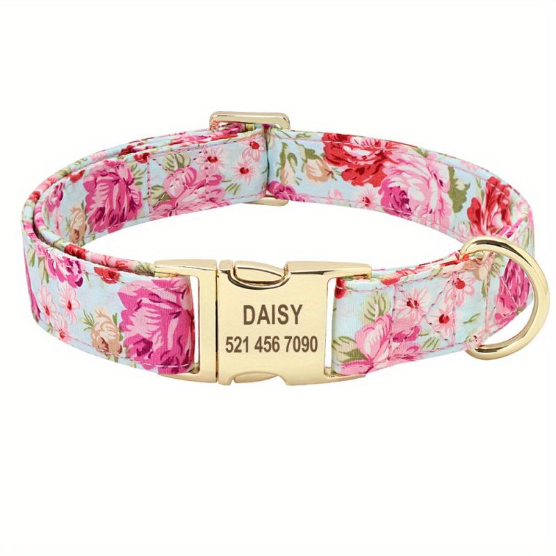 Custom Flower Printed Collar for Medium & Large Dogs