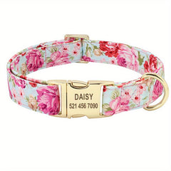 Custom Flower Printed Collar for Medium & Large Dogs