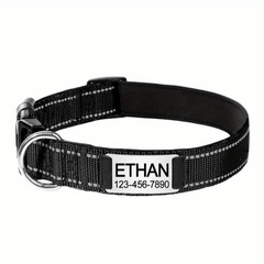 Reflective Dog Collars with Engraved Name Plate