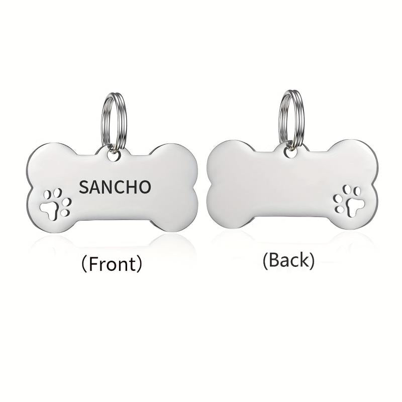 Custom Engraved Dog Bone ID Tag with Phone Number