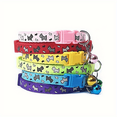 Adjustable Polyester Cat & Dog Collars with Bells