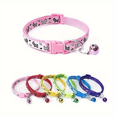 Adjustable Polyester Cat & Dog Collars with Bells