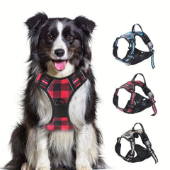 Adjustable Reflective Dog Harness Red Christmas Festivals