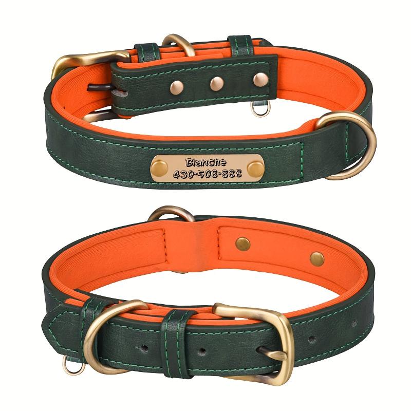 Engraved Anti-Lost Pet Collar for Dogs, PU Leather, Various Sizes
