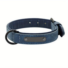 Personalized Leather Dog Collar with Nameplate - Adjustable & Stylish