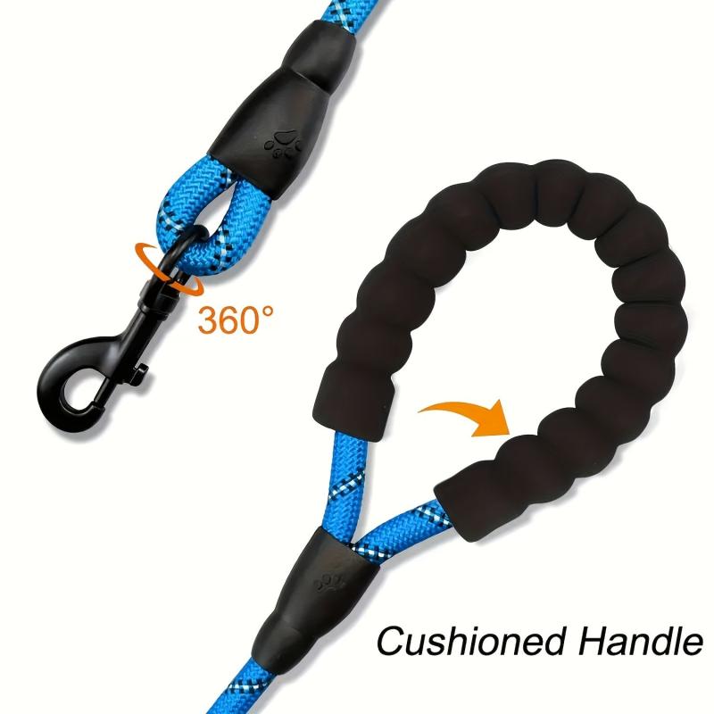 Short Nylon Dog Lead For Training Reflective Threads