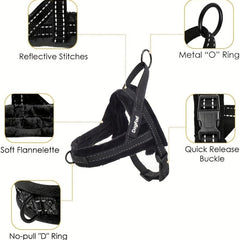 Reflective Padded Dog Vest Harness Set