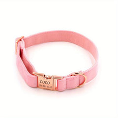 Velvet Dog Collar Rose Golden Metal Buckle Quick Release