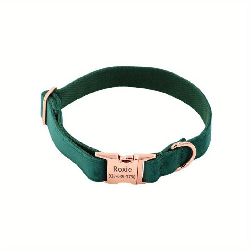 Velvet Dog Collar Rose Golden Metal Buckle Quick Release