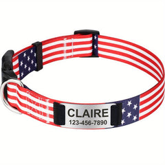 Boho Geometric Dog Collar Custom Engraved Name Plate