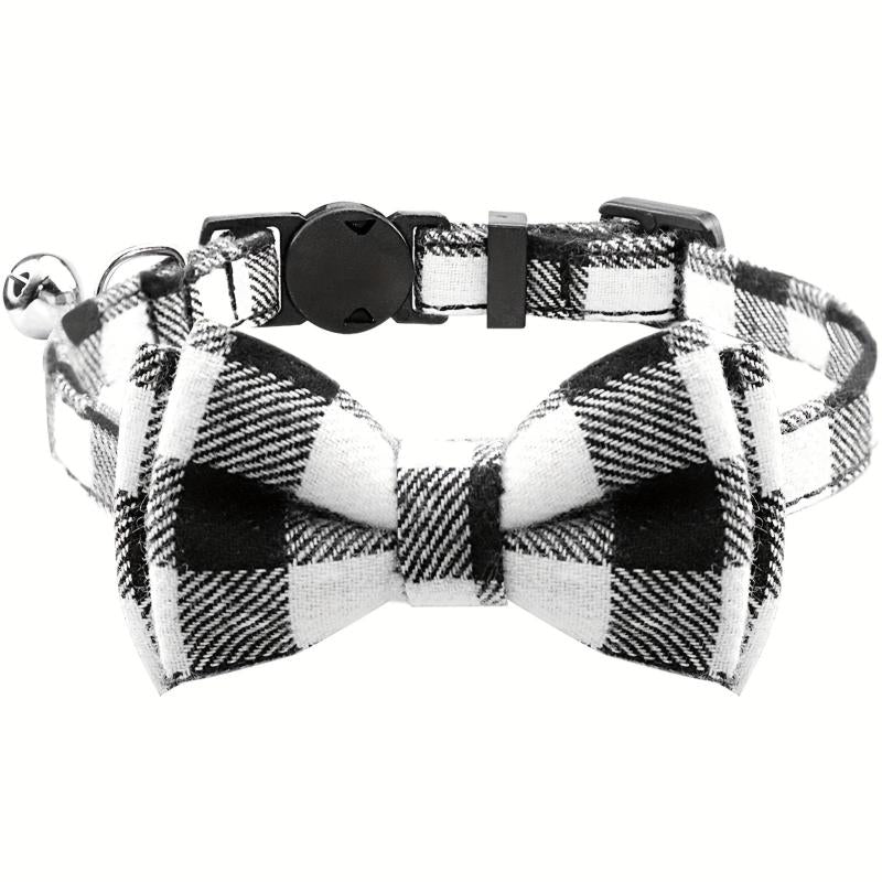 JOYTALE Plaid Cat Collars With Bow Tie Adjustable Comfortable Collar