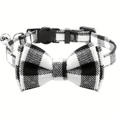 JOYTALE Plaid Cat Collars With Bow Tie Adjustable Comfortable Collar