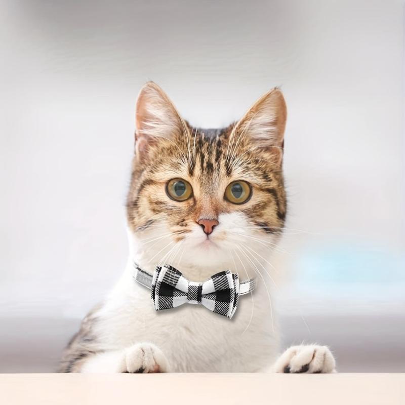 JOYTALE Plaid Cat Collars With Bow Tie Adjustable Comfortable Collar