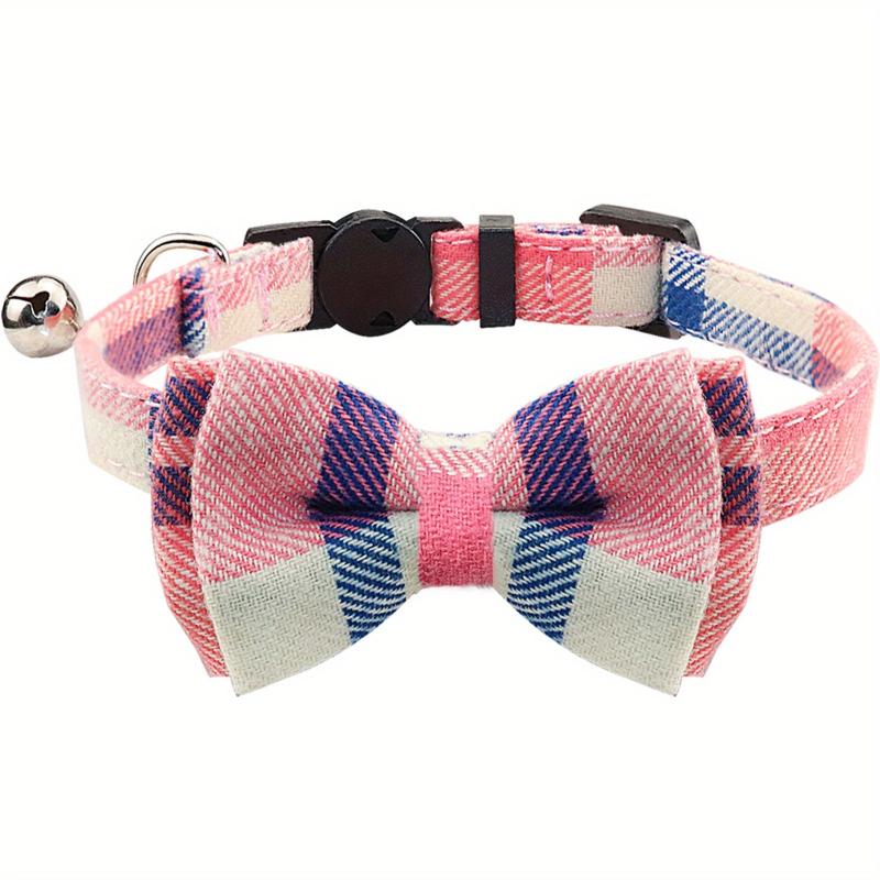 JOYTALE Plaid Cat Collars With Bow Tie Adjustable Comfortable Collar