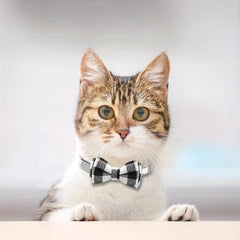 JOYTALE Plaid Cat Collars With Bow Tie Adjustable Comfortable Collar
