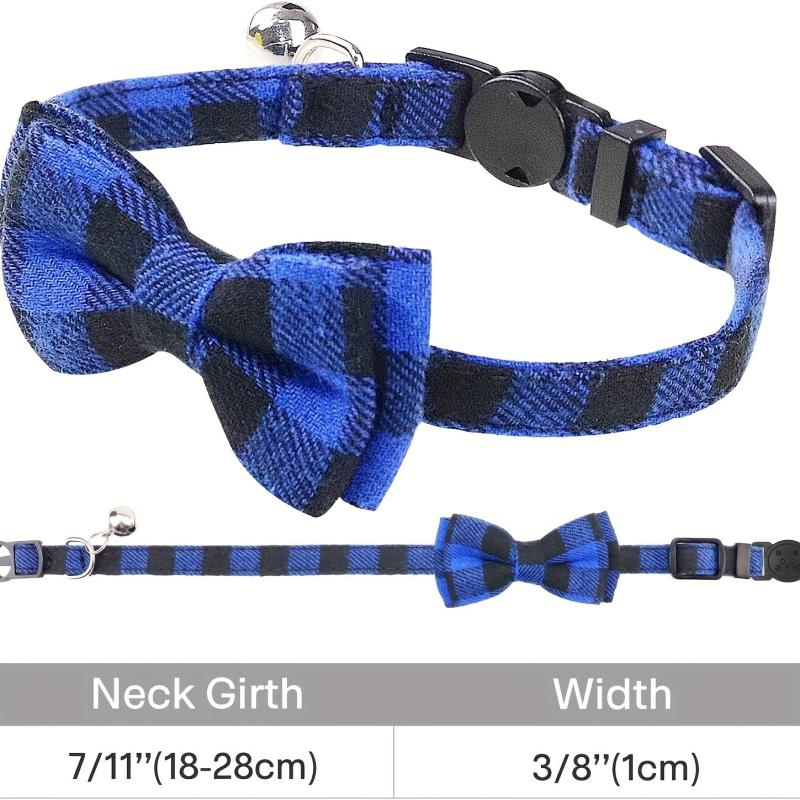 JOYTALE Plaid Cat Collars With Bow Tie Adjustable Comfortable Collar