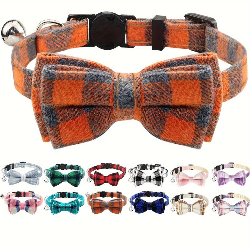 JOYTALE Plaid Cat Collars With Bow Tie Adjustable Comfortable Collar
