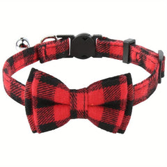 JOYTALE Plaid Cat Collars With Bow Tie Adjustable Comfortable Collar