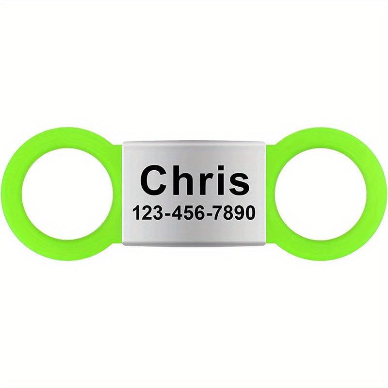 Personalized Silent Slide On Pet ID Tag with Elastic Band