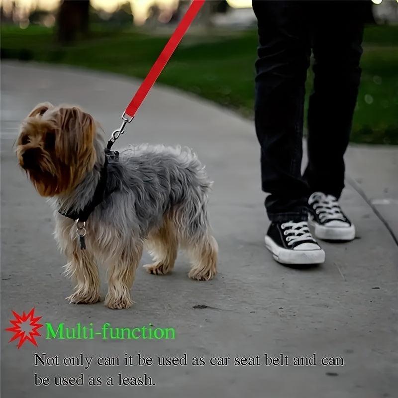 2 In 1 Pet Car Seat Belt Nylon Lead Leash Backseat Safety Belt Adjustable