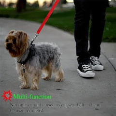 2 In 1 Pet Car Seat Belt Nylon Lead Leash Backseat Safety Belt Adjustable