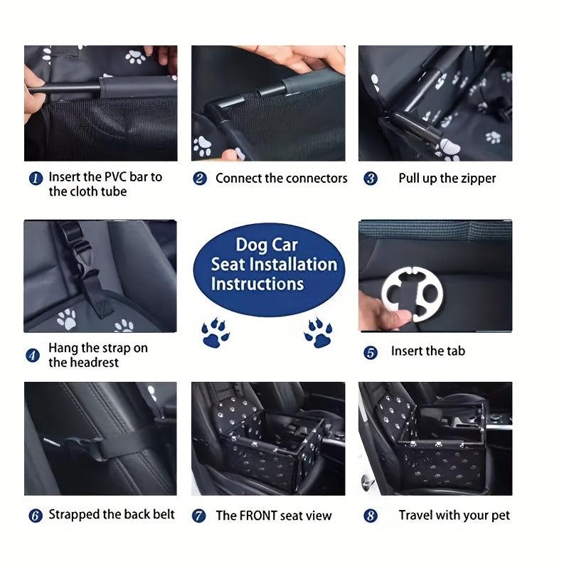 Dog Car Seat Booster for Travel Safety - Foldable with Waterproof Pad & Mesh