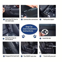 Dog Car Seat Booster for Travel Safety - Foldable with Waterproof Pad & Mesh