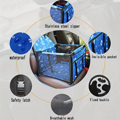 Dog Car Seat Booster for Travel Safety - Foldable with Waterproof Pad & Mesh
