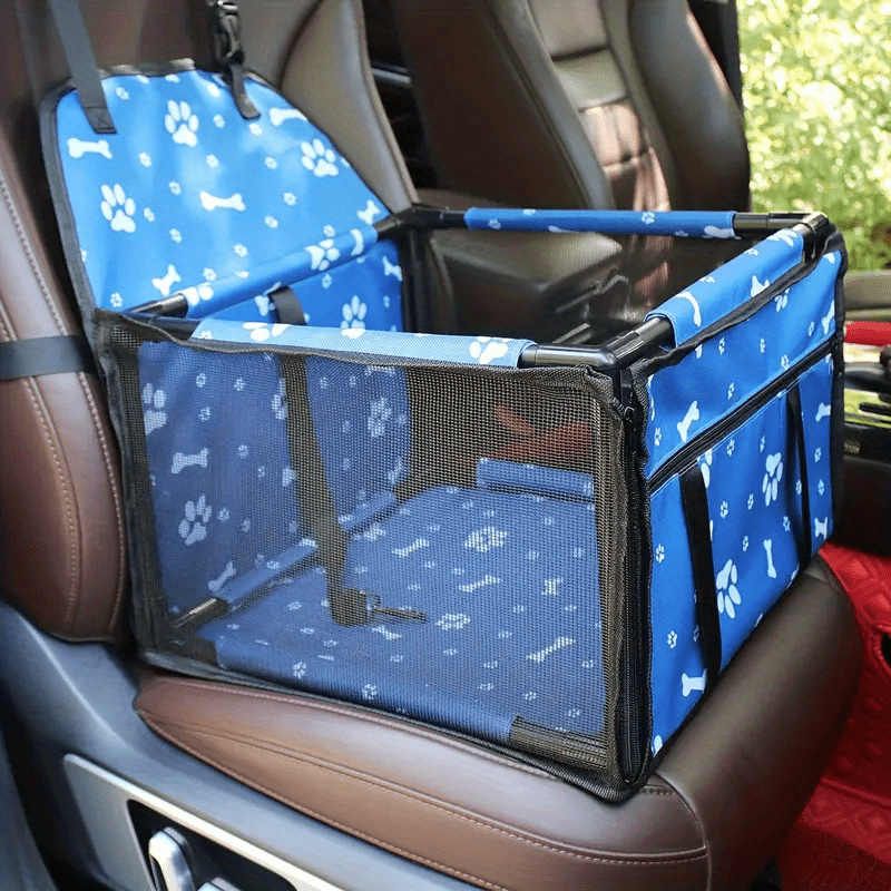 Dog Car Seat Booster for Travel Safety - Foldable with Waterproof Pad & Mesh