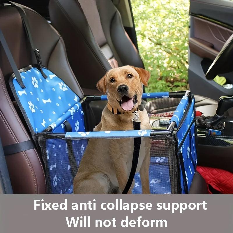 Dog Car Seat Booster for Travel Safety - Foldable with Waterproof Pad & Mesh