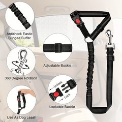 2 In 1 Pet Car Seat Belt Durable Nylon Dog Leash Backseat Dog Safety Belt