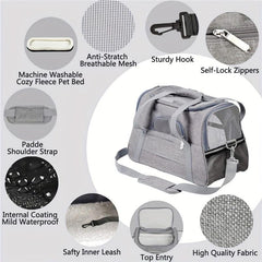 Portable Pet Carrier Bag with Plush Mat for Small Dogs and Cats