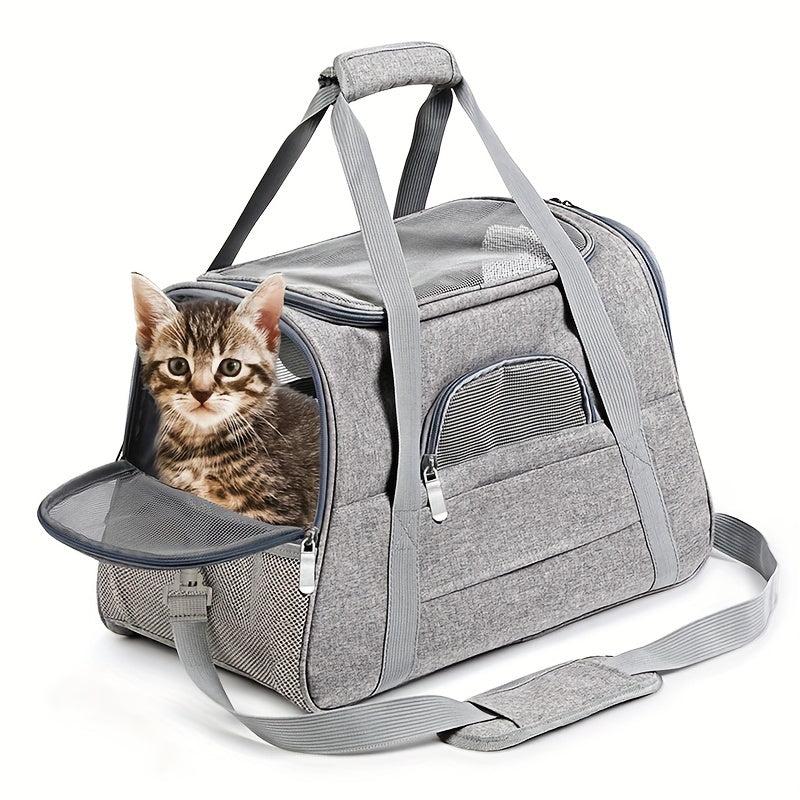 Portable Pet Carrier Bag with Plush Mat for Small Dogs and Cats