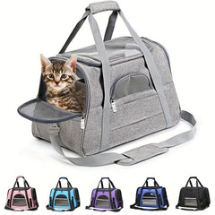 Portable Pet Carrier Bag with Plush Mat for Small Dogs and Cats
